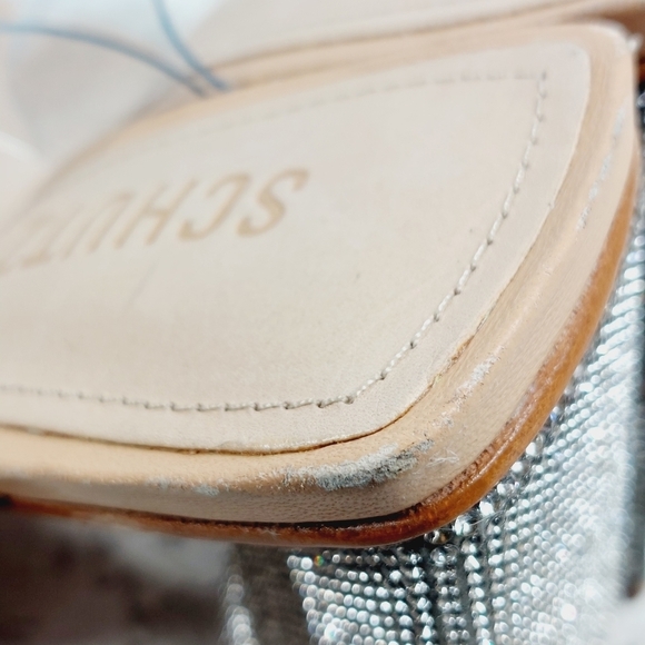 New Schutz Ariellen Vinyl Crystal Block Heel Square Toe Sandals O97 - Picture 14 of 15